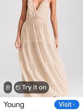 NWT beige Young Fabulous & Broke tiered maxi dress features a smocked bodice an